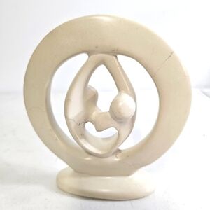 White Handcarved soapstone couple modern Contemporary shelf decor